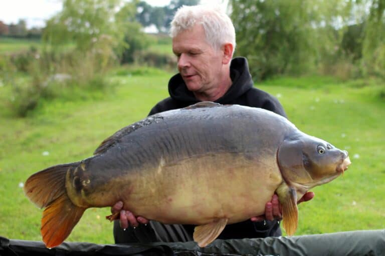 Gary Watton with a mirror carp weighing 44 lb 12 oz